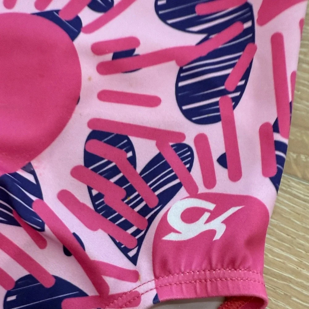GK Pink and Blue Kids XS (4-5) Heart Leotard